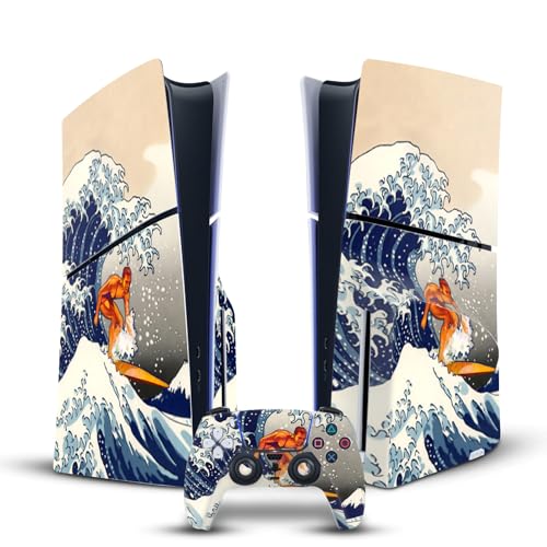 Skin PS5 Slim pour protéger la console des rayures avec un design de vagues surf