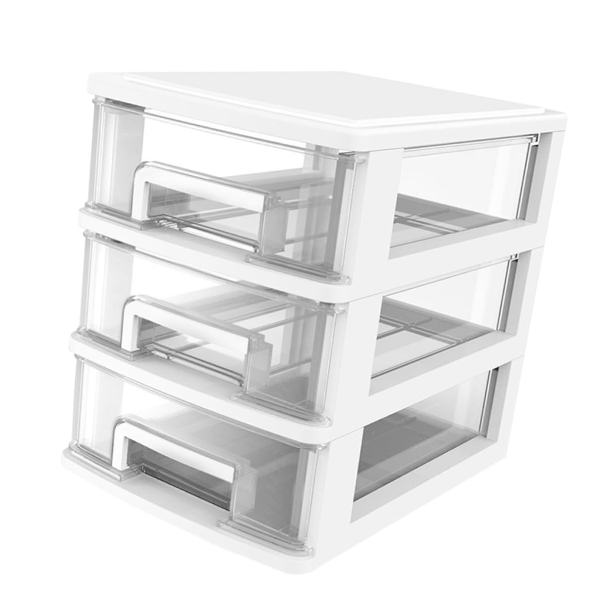 Armoire de rangement plastique transparent blanc 3 couches multifonction
