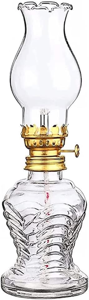 Home Kerosene Lamp Vintage Indoor Oil Lamps with Adjustable Fire Core Kerosene Oil Lamp Clear Glass Hurricane Lamp