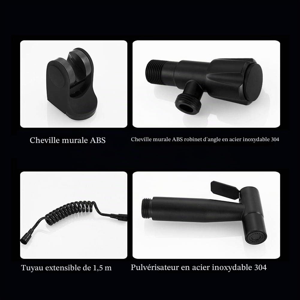Ensemble de pulvérisateur de Bidet d'acier Inoxydable de Fil G1/2 Noire pour Le Style Noire de B de Toilette de Salle de Bains
