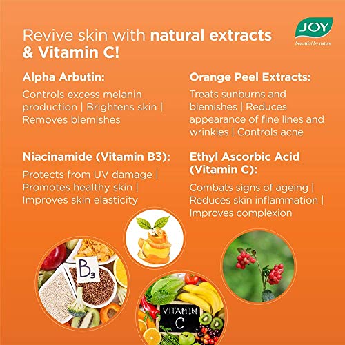 Image of Joy Vitamin C Gel | Glow Reviving & Skin Brightening Gel | With Orange Peel extract, Alpha-arbutin, Anti Tan, Sun Protection, Skin Moisturizer for Face & Body, No Parabens | For All Skin Types 300 ml