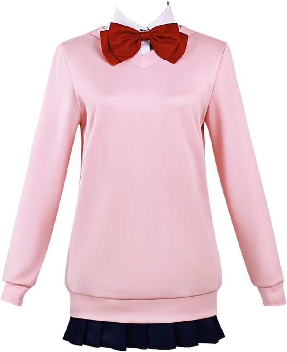 Poetic Walk Anime Dress Pink Cosplay School Uniform Suit Bow Set Outfit Costume Halloween