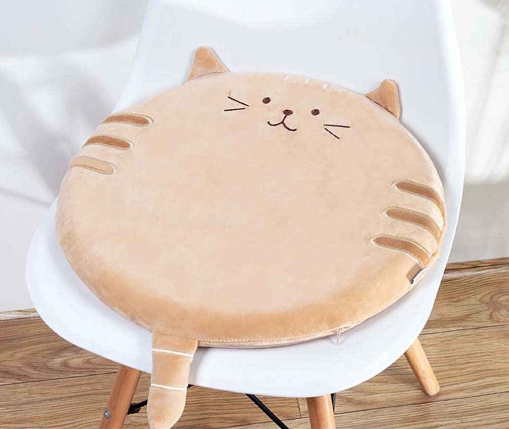 Jhorxa Cute cat Shaped Organic Latex Seat Cushion with Organic Cotton Cover, for Office Chair, Pad, Wheelchair,Carpet,Lower Back and Tailbone Relief (Coffee)