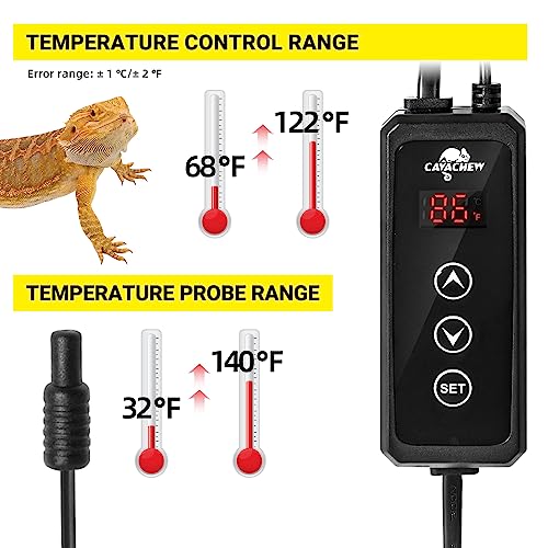 Cavachew JTC02 Dimming Thermostat Reptile, Thermostat For Reptile Heat Lamp Mats Bulbs thumb #4