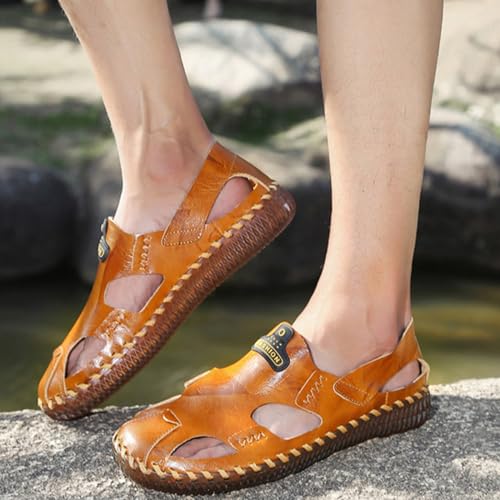 Men's Handmade Fashion Sport Sandals, Closed Toe Casual Summer Fisherman's Shoes, Slip on Soft Beach Shoes4