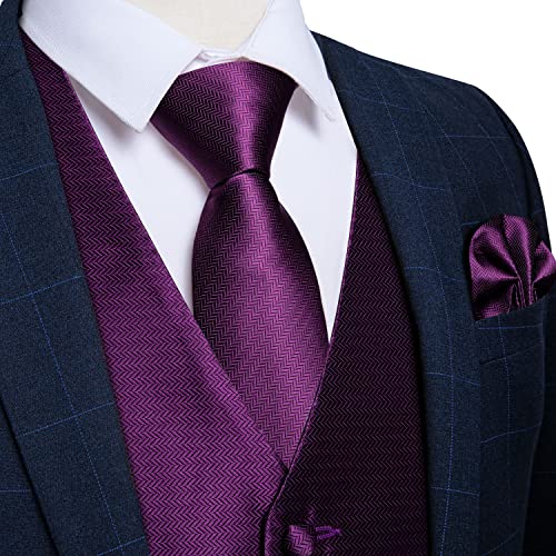 Image of DiBanGu Mens Vest and Tie Set Formal Paisley Waistcoat and Necktie Pocket Square Cufflinks Silk Suit Vest for Tuxedo Wedding