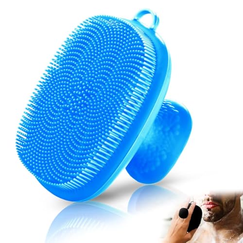 Image of VWMYQ Face Scrubber, Silicone Face Scrubber for Men, Gentle Exfoliator Pad & Massager, Facial Cleansing /Wash Brush - Removes Dead & Dry Skin (Blue, Square)