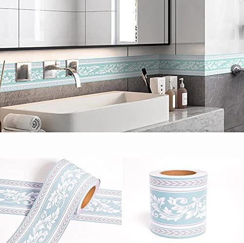 Dostear Wall Borders Peel and Stick Wallpaper Border Window Trim Molding Mirror Frame Kit Wall Panel Bulletin Board Borders Light Blue Pattern 12 X 1000cm - Image 2