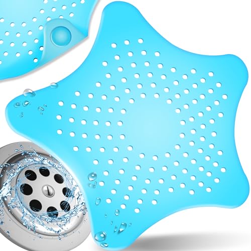 Retoo Abflusssieb Silikon Duschsieb mit Haarfänger Abflussabdeckung Haarsieb Dusche Abfluss Sieb Waschbecken Saugnapf Badezimmer Badewanne Küche Universal Sink Strainer Blau