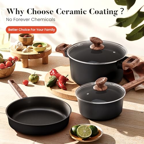 Image of Kitchen Academy 10Pcs Ceramic Pots and Pans Set Non Stick | Non Toxic, Induction Cookware, PFOA & PFAS Free