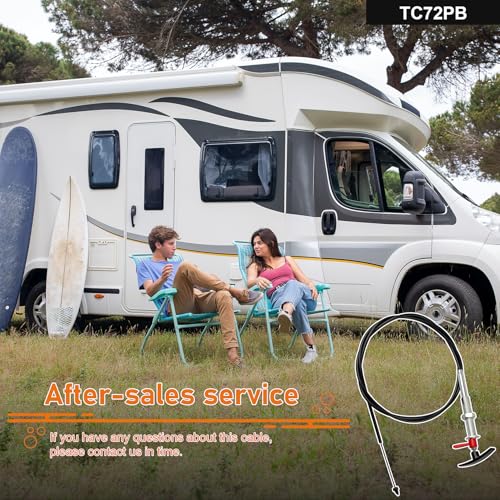 Image of TC72PB 72 Inch Valve Cable, Fit for Valterra Bladex Cable Actuated RV Waste Replacement, Stainless Steel with Folding Handle for Camper Marine Black Gray Water Tank Bulkhead Mount