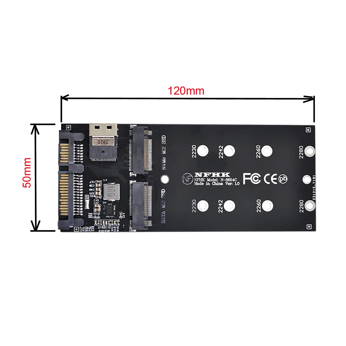 SFF-8654 a U2 Kit NGFF M-Key a Slimline SAS NVME PCIe SSD Adaptador SATA para placa base 6