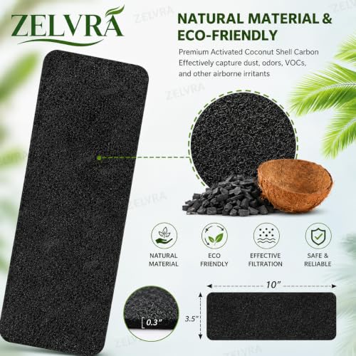 Image of Ceiling Fan Filters for Blades, Activated Coconut Shell Carbon Air Purifier Pads, Unscented Dust, Smoke, Odor & Allergen Capture, Self-Adhesive Air Filters for Household Ceiling Fans, Black