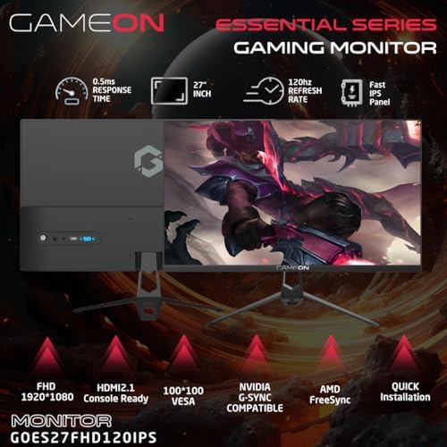 GAMEON GOES27FHD120IPS 27" FHD, 120Hz, MPRT 0.5ms, HDMI 2.1, PS5 Destekli Çerçevesiz IPS Siyah Oyuncu Monitörü - Görsel 2