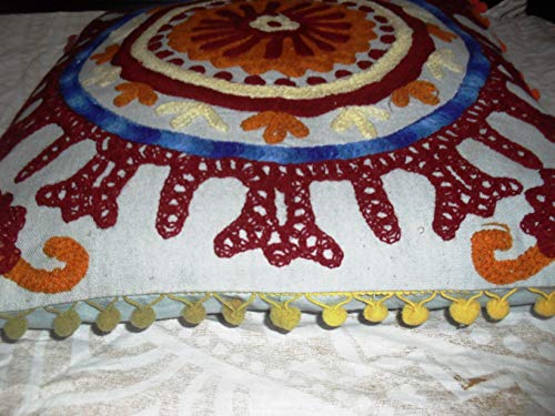 Housse de coussin Suzani brodée main multicolore 50x50 cm