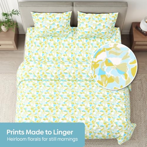 Image of haus & kinder Double Bedsheet for Queen Size Bed | 90 x 100 Inches 186 TC Cotton Bedsheet for Double Bed with 2 Pillow Covers - Summer Mirage