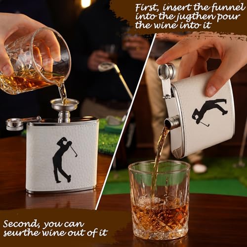 Teecyhooo 6 Pcs Leather Golf Flasks