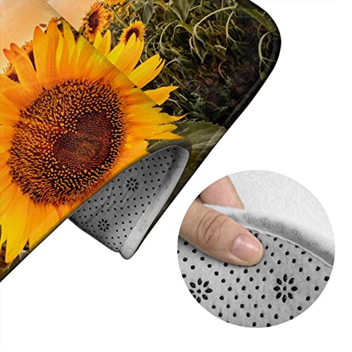 DIRYKILP Sunset Sunflowers 3 Stück Badematte Set Badematte + Konturmatte + Toilettendeckelbezug mit rutschfester Klebeunterseite – Bild 6