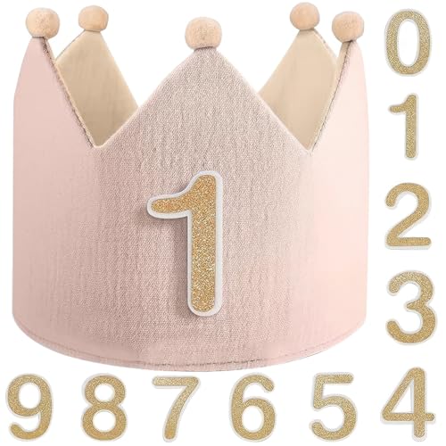 RIVIEVAL Reversible Children's Party Hats with Numbers 0-9, Adjustable Birthday Crown for Photo Props