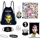 SMILEFUN Lil P Merch, Drawstring Bag Poster, Mask, Stickers Button-Pins Set,Keychain One Size Black