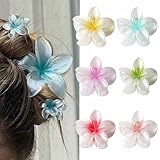 6 PCS Hawaiian Plumeria Flower Hair Clips for Women - Non-Slip Claw Clips for Thick and Thin Hair, Hair Accessories for Women Girls Holiday Gifts