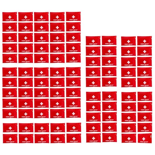 Image of First Aid Bags Empty,Mini First Aid Pouch Empty,Mini First Aid Kit Bulk,Zipper Pouches for Emergency,Travel and Outdoor (Red 100 Pack, 4.3 * 6.3 inch)