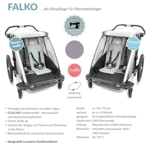 Liebes von priebes Falko Coolair Funktionssitzauflage für Fahrradanhänger Kinderanhänger/Universal Sitzauflage Stützkissen Komfort Sitzpolster/Sitzverkleinerer mit atmungsaktivem Material
