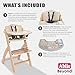 Abiie Beyond Junior Wooden High Chair with Tray - Adjustable and Convertible High Chair for Babies and Toddlers - 6 Months to 250 Lb - Water Resistant - Natural Wood with Beige Cushion
