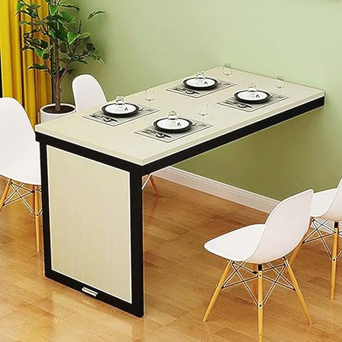 Mesa de comedor plegable de madera para ahorrar espacio, escritorio moderno para oficina en casa, compacto y elegante (80 x 60 x 74 cm, beige)