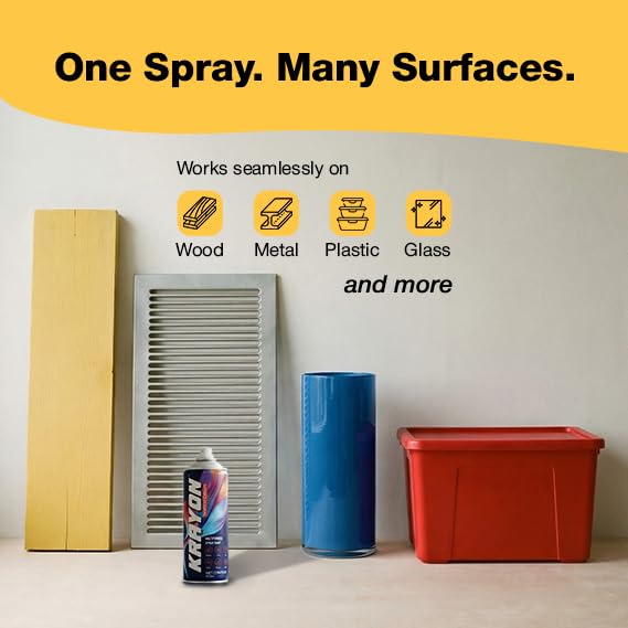 Image of BANNA Krayon GI Silver Acrylic Spray Paint 400 ml | Quick Dry Rust-Resistant Multi Surface Aerosol Spray Paint for Metal, Wood, Plastic, Glass, Furniture & DIY Projects