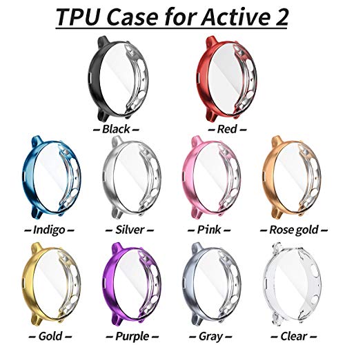 [10-Pack] Screen Protector Case Compatible with Samsung Galaxy Watch Active 2 44mm Cover, All-Around Protective Cover Soft TPU Bumper Frame Accessories (10 Colors, Active 2 44mm) - Thumbnail 4