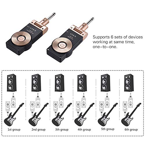Image of Stax Guitar Wireless System Transmitter And Receiver 2.4GHZ Built-in Rechargeable Wireless Guitar System For Electric Guitar Bass Gold