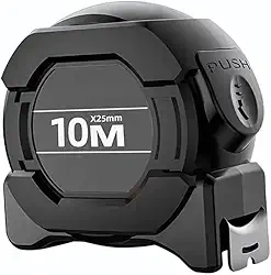 Fita Métrica Trena Profissional 10m Pratiarejo com Trava de Segurança, Fita Fluorescente de Alta Visibilidade e Clip de Cinto para Uso Profissional e Doméstico Pratiarejo®