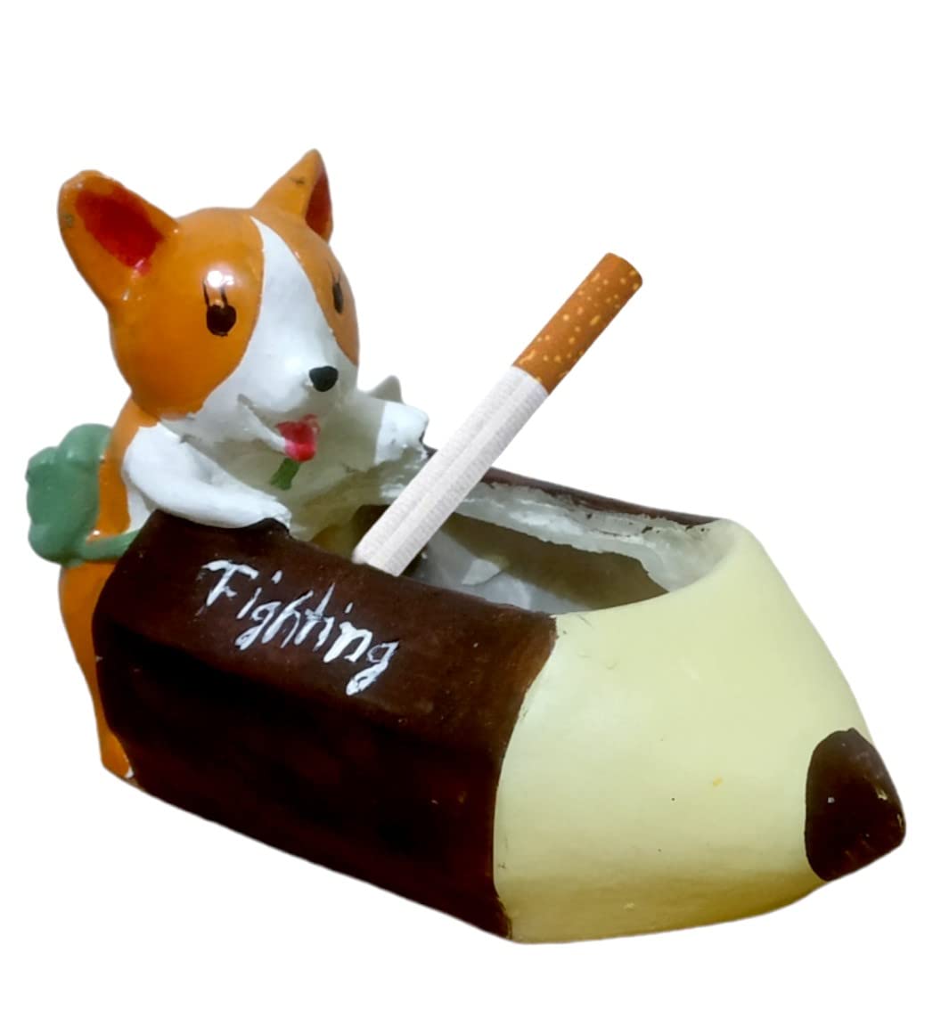WINSOME COLLECTION Ashtray for Cigarette Stylish Antique Decorative Figurine Statue Ashtray for Cigarette with Holder Slots for Bar Home Office Multicolor Polyresin Pack of 1-image-9