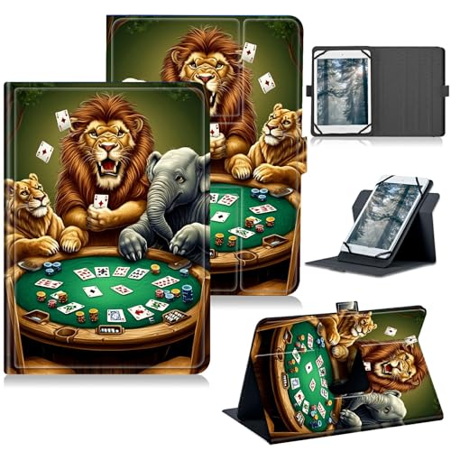 RWUTYTIUL   Funda universal para tablet LG G Pad 5 de 10.1 pulgadas de 9 a 10.5 pulgadas, soporte giratorio de 360 grados, funda protectora con función atril de piel sintética con visualización