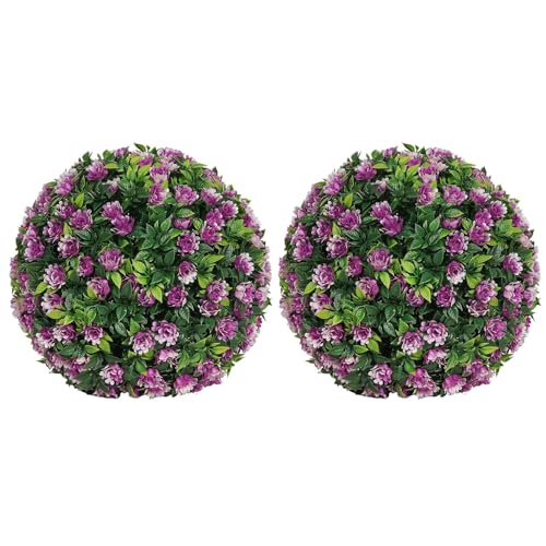 Generisch Planta artificial Topiary Bola | Bolas de árbol de boj artificial con flores – impermeable para colgar decoración para interior y exterior, jardín, balcón, terraza, patio, boda