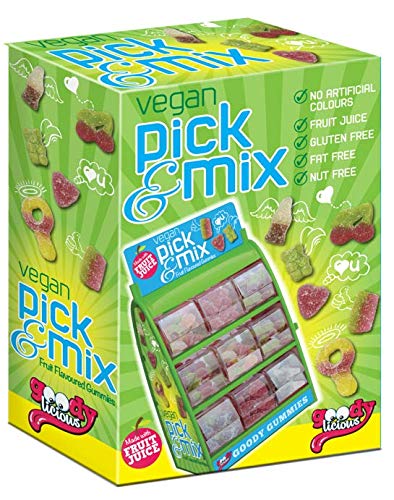 Goody Licious Vegan Pick and Mix Shop Stand with 9 Vegan Sweet Options, Tongs & Paper Bags