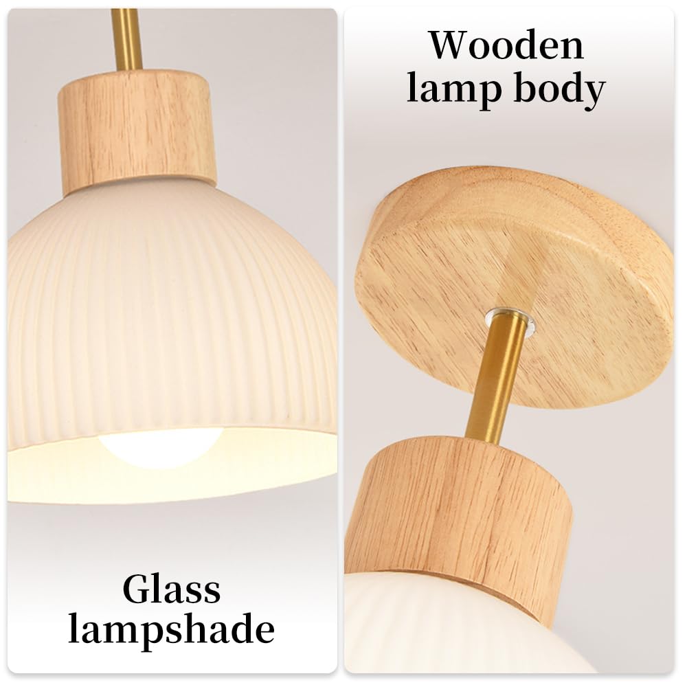 Nordic Wood Ceiling Light, Półpłaska Sufitowa, Drewniana Sufitowa Do Korytarza, Japońska Szklana Sufitowa, Mała Sufitowa Do Przedpokoju/Kolor Drewna