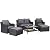 7 Piece PE Wicker Patio Conversation Sets with Gray Cushions