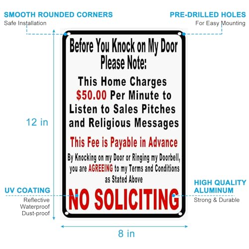 Vintage Metal Tin Sign Funny Sarcastic Party Wall Art Decor Signs, Before You Knock On My Door Sign No Soliciting Metal Sign 12x8 Inches