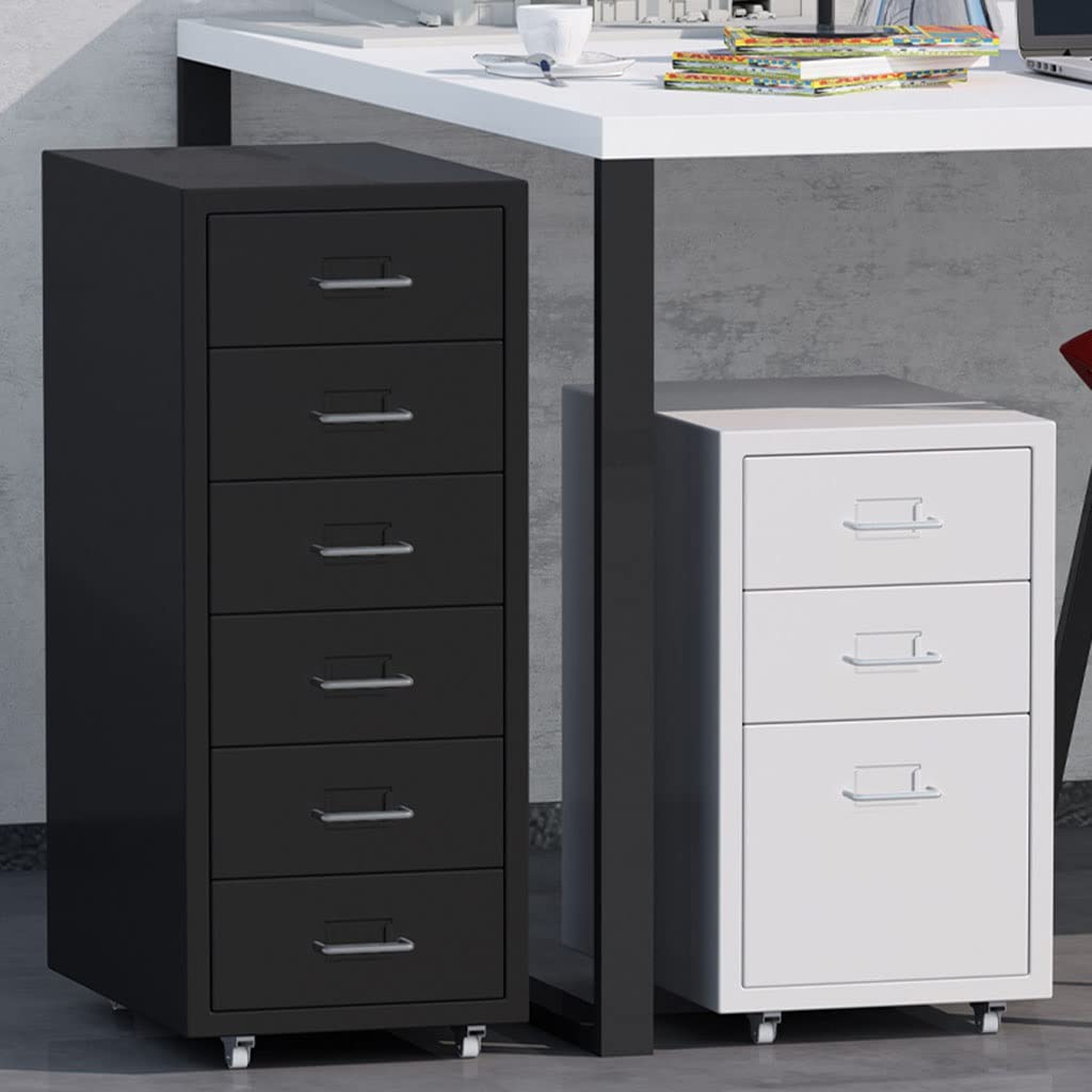 Aioneer Pink Mobile Steel File Cabinet With 6 Drawers Lockable High Bearing Capacity 28X41x67cm-28X41x67cm
