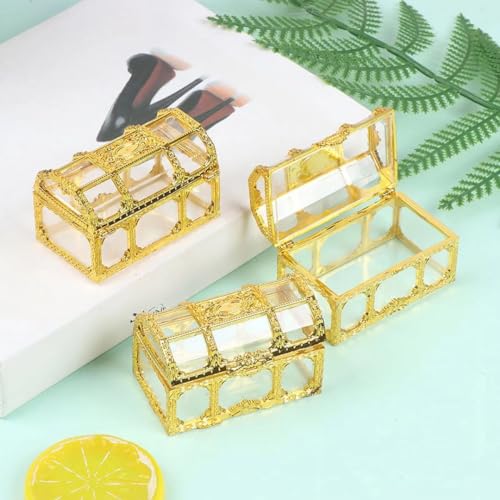 Image of SATYAM KRAFT 6 Pcs Golden Decorative Acrylic Gift Boxes | Empty Mini Storage Box for Sweets, Jewellery, Wedding Return Gifts | Shaadi, Engagement, Pooja, Festive Gifting (8x 5 cm, big)