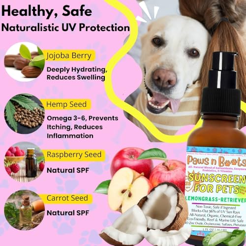 Image of Non-Toxic Sunscreen for Pets, Protective Barrier Cream Non-Toxic Easy to Apply Formula Moisturize & Rejuvinate Cracked Paw Pads, Nose, or Skin. Supports Tissue Growth PawsnBoots Lemongrass