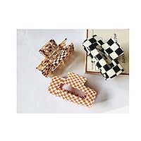 Vista 22 de Pinzas para el cabello a cuadros para mujeres y niñas, pinzas de pelo de moda para peinar pinzas de garra, cabello grueso, forma rectangular retro 2