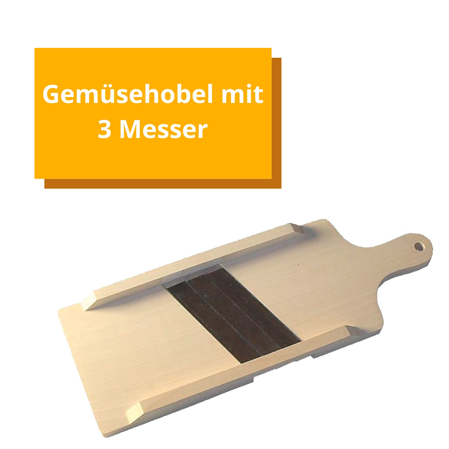 Krauthobel / Krautschneider / Sauerkrauthobel /Kohlhobel / Kohlreibe / Gemüsehobel - aus heimischem Lindenholz - Tiroler Art, 3 Messer, 44 x 15 cm, Sehr scharf!
