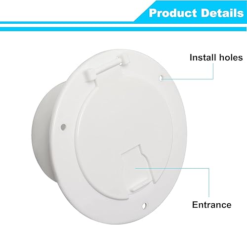 Miniatura 12 de Escotilla de cable eléctrico RV para cables de 30 y 50 amperios de repuesto de 5 pulgadas, escotilla de cable eléctrico redonda de lujo, color negro