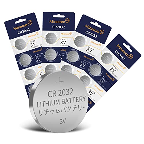 Minetom 20-Pack CR2032 Lithium Button Coin Cell Batteries, 3V, in Blister Pack