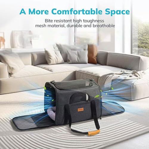 Bolsa plegable para mascotas ligera con paneles de malla transpirable y gran capacidad interior 6