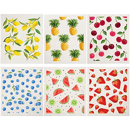 Mixed Fruit Swedish Kitchen Dishcloths Reusable Dish Towels Absorbent and
