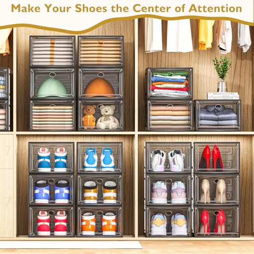 Sturdy Clear Shoe Organizer with Magnetic Door Stackable Storage Box - image 7
